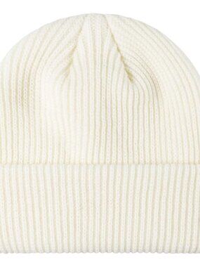 Unisex White Warm Thick Knitted Cuffed Beanie Winter Pull-on Classic Skull Cap